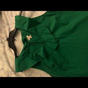 Green Jcrew cotton ruffle neck shirt